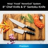 image:imageNinja K32002 Foodi NeverDull System 2Piece Chef Knife amp Santoku Knife Set Premium German Stainless Steel Black