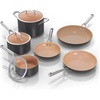 image:imageNinja Ceramic Pro 10Pc Cookware Set PFASFree Midnight Blue CW39010MM  Titaniuminfused ceramic 10year nonstick guarantee No lead cadmium All stovetops amp induction compatible Broil to 550FGray