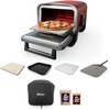 image:imageNinja OO101 Woodfire 8in1 Outdoor Oven Pizza Oven 700F BBQ Smoker Portable Electric Terracotta Red with XSKOPPL Pizza PeelXSKOCVR Cover  XSKOP2R Woodfire PelletsStarter Oven  Cover  Peel  Pellets