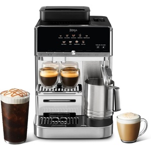 image:imageNinja AutoBarista Fully Automatic Espresso 10 Drink Options AE1001  One Touch Hot amp Iced Builtin Coffee Grinder Milk Frother Easy SelfClean Latte Cappuccino Cold BrewBlackSilver