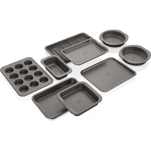image:imageNinja B33003 Foodi NeverStick Premium 3Piece Baking Sheet Set Nonstick Oven Safe up to 500F with 9 x 13 inch Sheet 10 x 15 inch Sheet amp 11 x 17 inch Sheet Dishwasher Safe Grey10pc Set