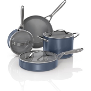 image:imageNinja Ceramic Pro 10Pc Cookware Set PFASFree Midnight Blue CW39010MM  Titaniuminfused ceramic 10year nonstick guarantee No lead cadmium All stovetops amp induction compatible Broil to 550FMidnight Blue