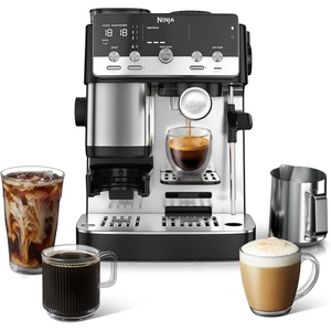 image:imageNinja Luxe Caf Mini Espresso Machine amp Drip Coffee Stainless ES301  Builtin Burr Grinder Precision Scale amp Manual Steam Wand Lattes Cappuccinos amp MoreLuxe Caf Mini