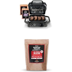 image:imageNinja OG751 Woodfire Pro Outdoor Grill with BuiltIn Thermometer 7in1 Master Grill BBQ SmokerampOutdoor Air Fryer plus BakeRoast DehydrateampBroilWoodfire Technologywith All Purpose Blend Pellets2lb AllPurpose  Sample Pellets