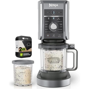 image:imageNinja Refurbished NC501 CREAMi Deluxe 11in1 XL Ice Cream Maker Silver Bundle with 2 YR CPS Enhanced Protection Pack Renewed