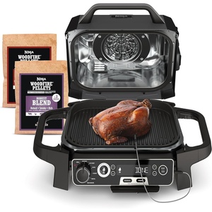 image:imageNinja Woodfire Pro Outdoor Grill with Builtin Thermometer OG751  Ninja Woodfire Pro Grill uses wood pellets amp electric power with a builtin thermometer for perfect noguesswork cooking7in1 GrillThermometer