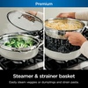 image:imageNinja CW102WH Foodi NeverStick PossiblePan Premium Set with 4Quart Capacity Pan SteamerStrainer Basket Glass Lid amp Integrated Spatula Nonstick Durable amp Oven Safe to 500F Vanilla BeanVanilla Bean