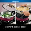 image:imageNinja CW102WH Foodi NeverStick PossiblePan Premium Set with 4Quart Capacity Pan SteamerStrainer Basket Glass Lid amp Integrated Spatula Nonstick Durable amp Oven Safe to 500F Vanilla BeanCherry Tart