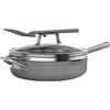 image:imageNinja CW102WH Foodi NeverStick PossiblePan Premium Set with 4Quart Capacity Pan SteamerStrainer Basket Glass Lid amp Integrated Spatula Nonstick Durable amp Oven Safe to 500F Vanilla BeanSea Salt Grey