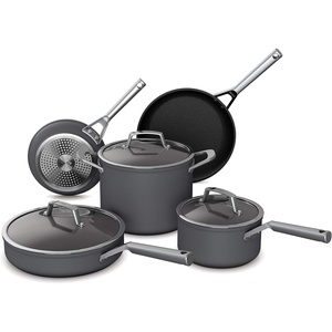 image:imageNinja C33000 Foodi NeverStick Premium 3Piece Cookware Set 12Inch Fry Pan 5Quart Saut Pan with Glass Lid HardAnodized Nonstick Durable amp Oven Safe to 500F Slate Grey8Piece Set