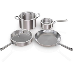 image:imageNinja EverClad 12Pc Stainless Steel Cookware Set Silver C99012  Triply 1810 stainless pure aluminum core No warping hot spots All stovetops amp induction compatible Oven safe to 600F7 Piece Set