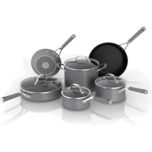 image:imageNinja NeverStick Professional HardAnodized 10 Piece Pots amp Pans Set Nonstick Cookware Set Durable Oven Safe to 500F Slate Grey C39500
