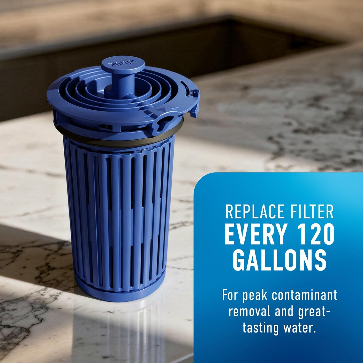 image:imageNinja HydraSense Intelligent Water Filtration System WF1001  Midnight Blue Filters 80 contaminants Personalized Filter Life Tracking No Installation Required Includes 6Month FilterFilter 1pack