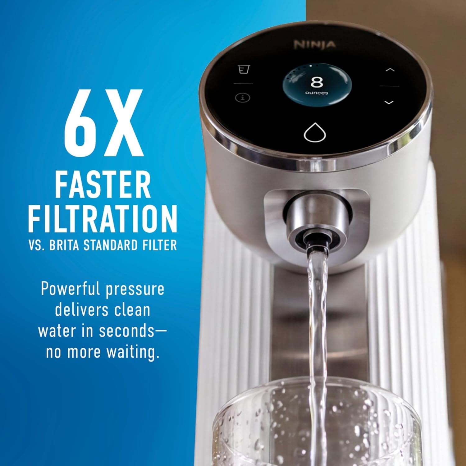 image:imageNinja HydraSense Intelligent Water Filtration System WF1001  Midnight Blue Filters 80 contaminants Personalized Filter Life Tracking No Installation Required Includes 6Month FilterHydraSense White