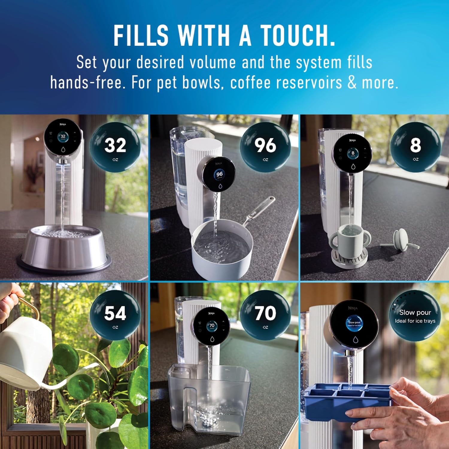 image:imageNinja HydraSense Intelligent Water Filtration System WF1001  Midnight Blue Filters 80 contaminants Personalized Filter Life Tracking No Installation Required Includes 6Month FilterHydraSense White