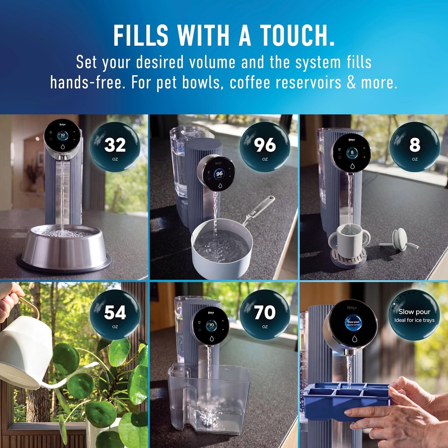 image:imageNinja HydraSense Intelligent Water Filtration System WF1001  Midnight Blue Filters 80 contaminants Personalized Filter Life Tracking No Installation Required Includes 6Month FilterHydraSense Blue