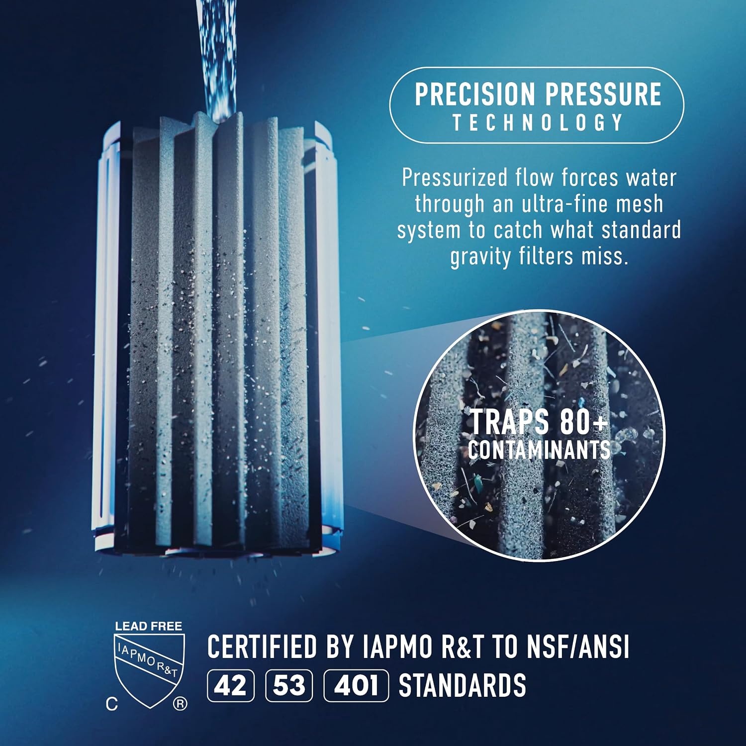 image:imageNinja HydraSense Intelligent Water Filtration System WF1001  Midnight Blue Filters 80 contaminants Personalized Filter Life Tracking No Installation Required Includes 6Month FilterFilter 1pack