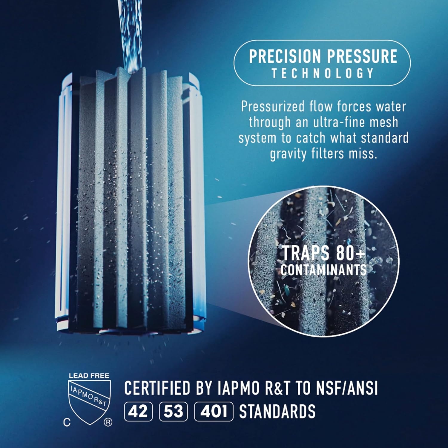 image:imageNinja HydraSense Intelligent Water Filtration System WF1001  Midnight Blue Filters 80 contaminants Personalized Filter Life Tracking No Installation Required Includes 6Month FilterHydraSense White