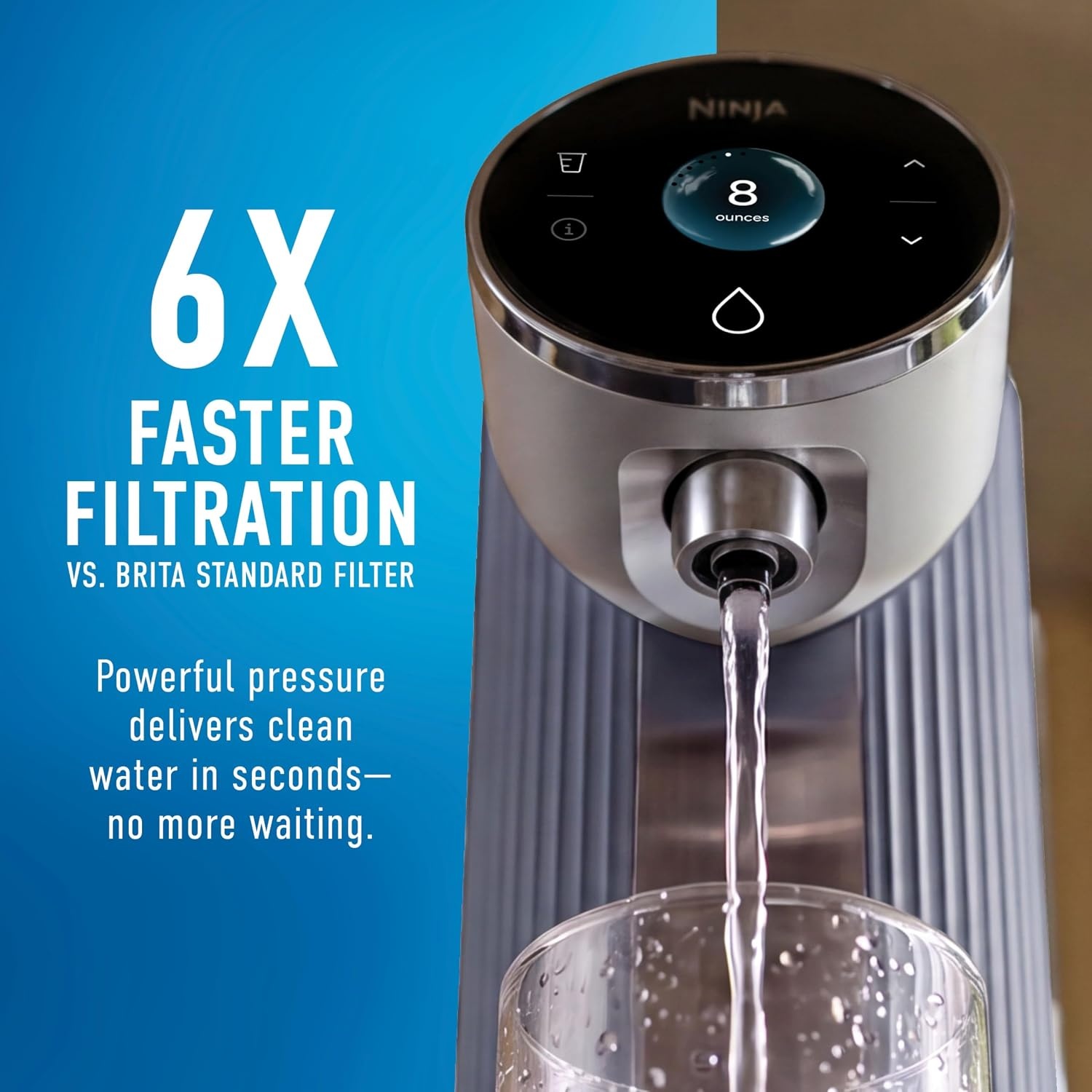 image:imageNinja HydraSense Intelligent Water Filtration System WF1001  Midnight Blue Filters 80 contaminants Personalized Filter Life Tracking No Installation Required Includes 6Month FilterHydraSense Blue