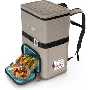 image:imageNinja FrostVault Go Outdoor Flexible 23L Cooler Backpack for 36 Cans with Cold Dry Zone 2 Ice Packs for Hiking Camping Sand Beige FF136EUUKCS
