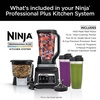 image:imageNinja BN805A Pro Plus Kitchen System 1400W 5in1 Smoothies Chop Dough Auto IQ 72oz Blender Pitcher 64oz Processor Bowl 2x32oz Cups Black